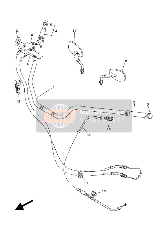 Yamaha XV1700PC WARRIOR 2009 Steering Handle & Cable for a 2009 Yamaha XV1700PC WARRIOR