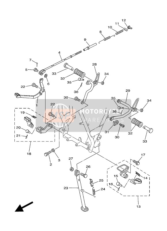 Yamaha TW200E 2008 Supporter & Repose Pieds pour un 2008 Yamaha TW200E