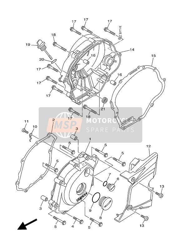 Yamaha YBR125ESD 2008 KURBELGEHÄUSEABDECKUNG 1 für ein 2008 Yamaha YBR125ESD