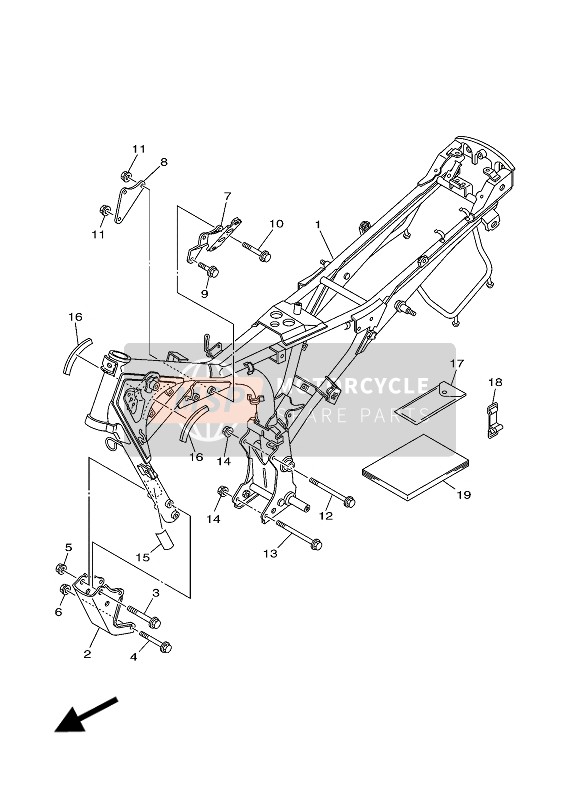 Yamaha YBR125ESD 2008 Cadre pour un 2008 Yamaha YBR125ESD