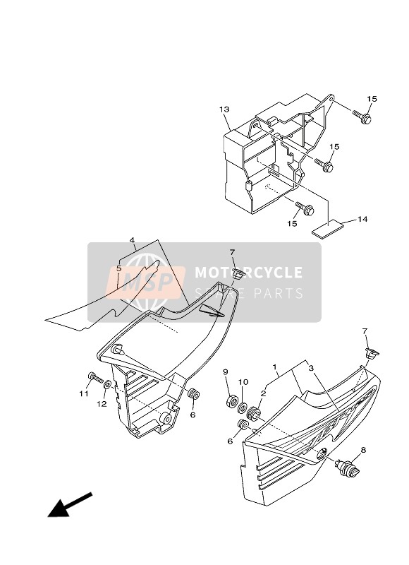 Yamaha YBR125ESD 2008 Couvercle latéral pour un 2008 Yamaha YBR125ESD