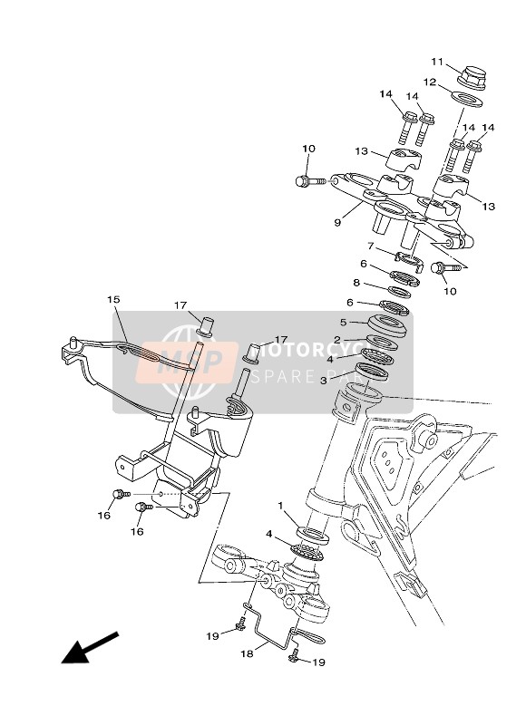 Yamaha YBR125ESD 2008 Lenkung für ein 2008 Yamaha YBR125ESD