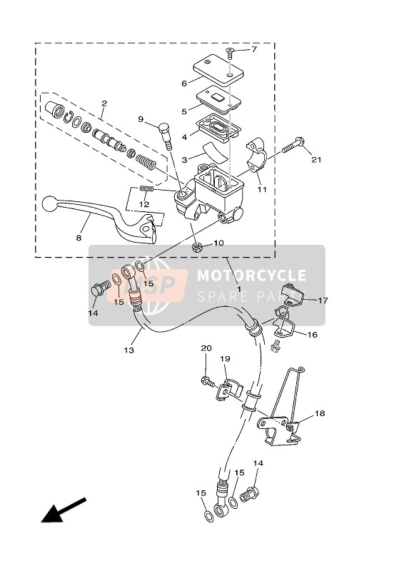 Yamaha YBR125ESD 2008 Cilindro maestro delantero para un 2008 Yamaha YBR125ESD