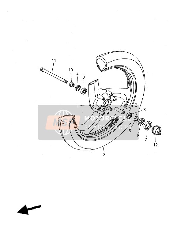 Yamaha TDR125 2002 Ruota anteriore per un 2002 Yamaha TDR125