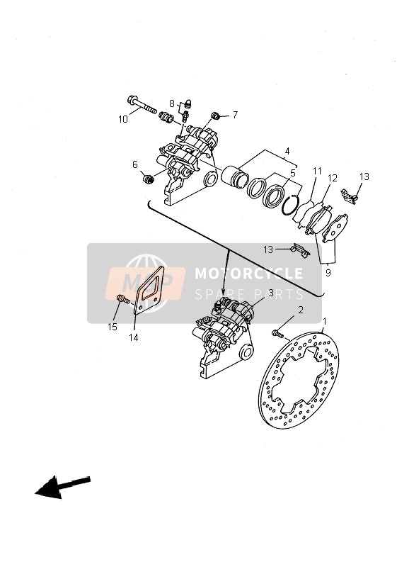 Yamaha TDR125 2002 Rear Brake Caliper for a 2002 Yamaha TDR125