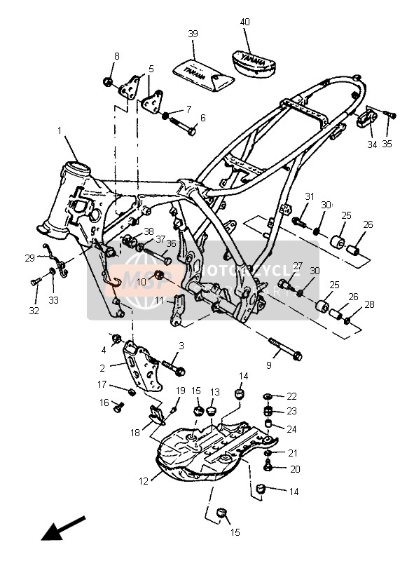 Yamaha TT600S 1995 Cadre pour un 1995 Yamaha TT600S