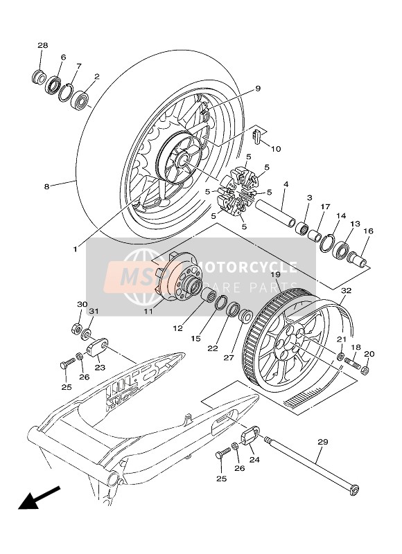 1D7253380100, Cast Wheel, Rear, Yamaha, 0