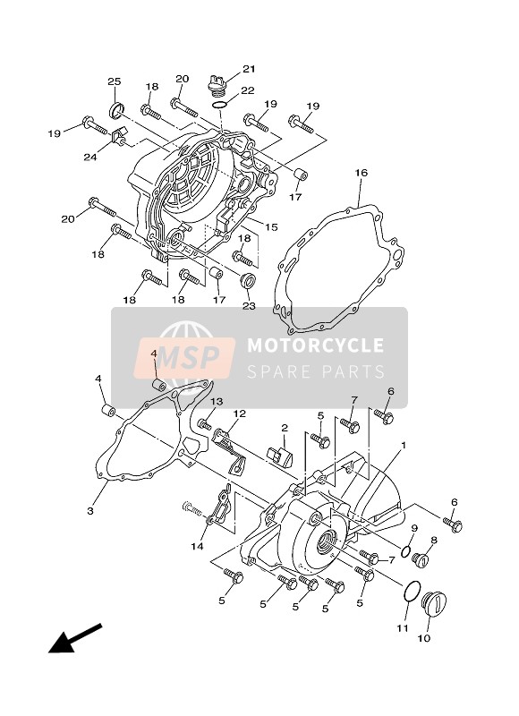 Yamaha TW200E 2006 KURBELGEHÄUSEABDECKUNG 1 für ein 2006 Yamaha TW200E