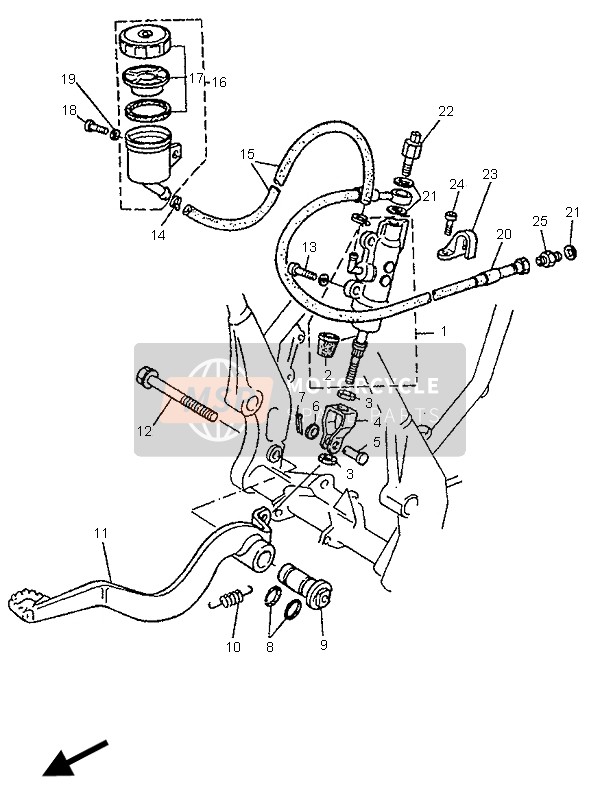 Yamaha TT600S 1995 Rear Master Cylinder for a 1995 Yamaha TT600S