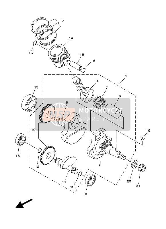 5VLE16810000, Pin, Crank 1, Yamaha, 1