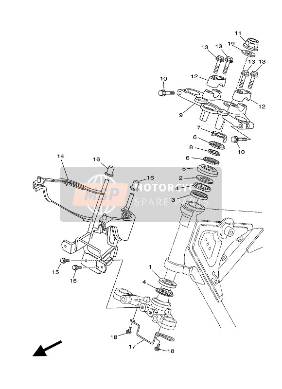 5VLF34410000, Houder, Stuur Boven, Yamaha, 0