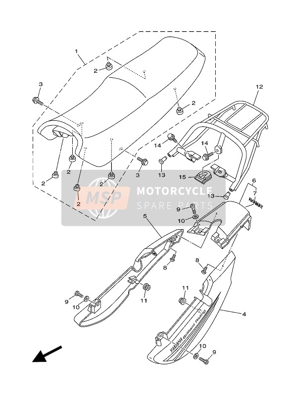 5VLW472K11P1, Tail Cover Assy 2, Yamaha, 1