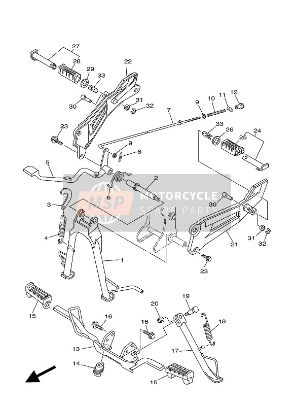 Yamaha YBR125E 2006 Estar & Reposapiés para un 2006 Yamaha YBR125E