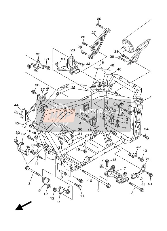 5PX213160000, Stay, Motor 3, Yamaha, 2