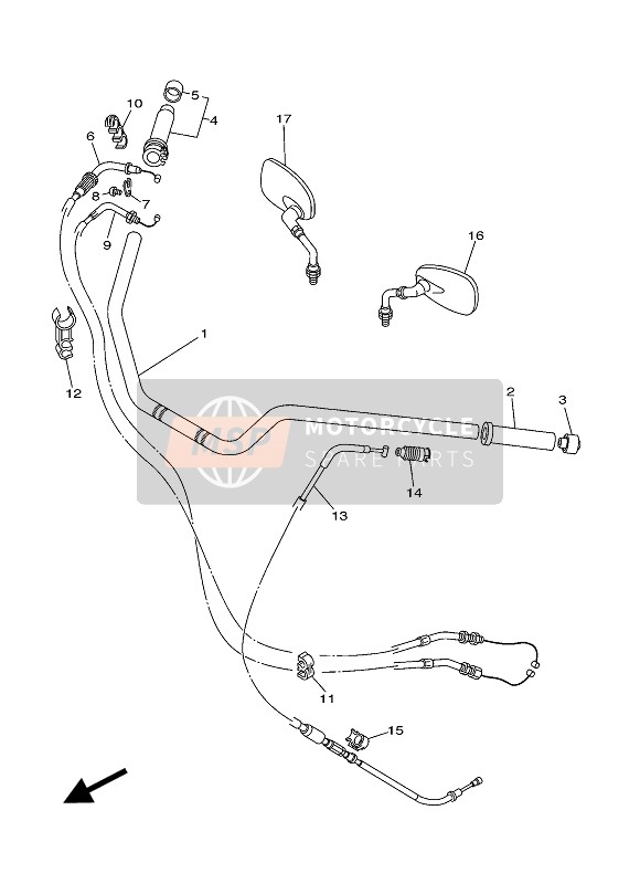 5PX263122000, Cable, Gashendel 2, Yamaha, 0