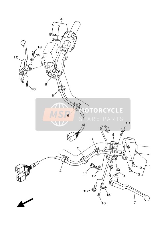 Yamaha XV1700PC ROADSTART WARRIOR MIDNIGHT 2005 Interruptor de manija & Palanca para un 2005 Yamaha XV1700PC ROADSTART WARRIOR MIDNIGHT