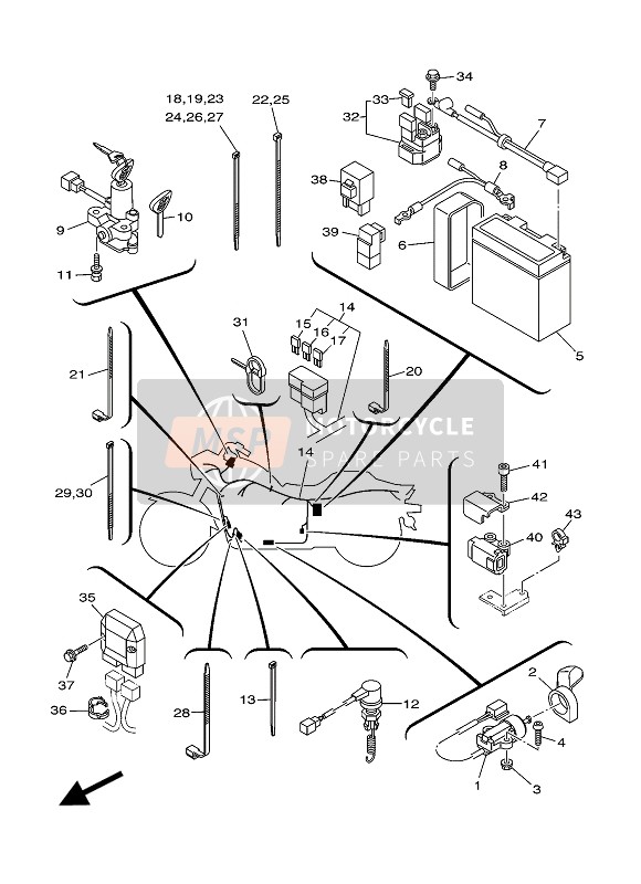 5PX825301000, Commutateur Cplt, Yamaha, 2