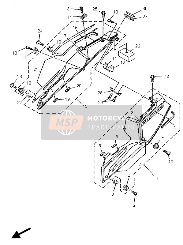 Yamaha TZR125 1995 Cubierta lateral para un 1995 Yamaha TZR125