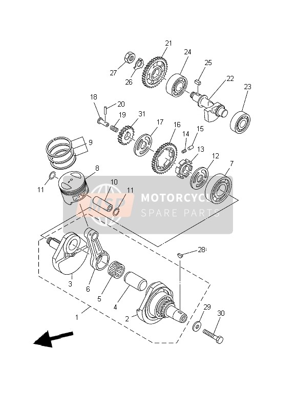 Yamaha TW125 2002 Crankshaft & Piston for a 2002 Yamaha TW125