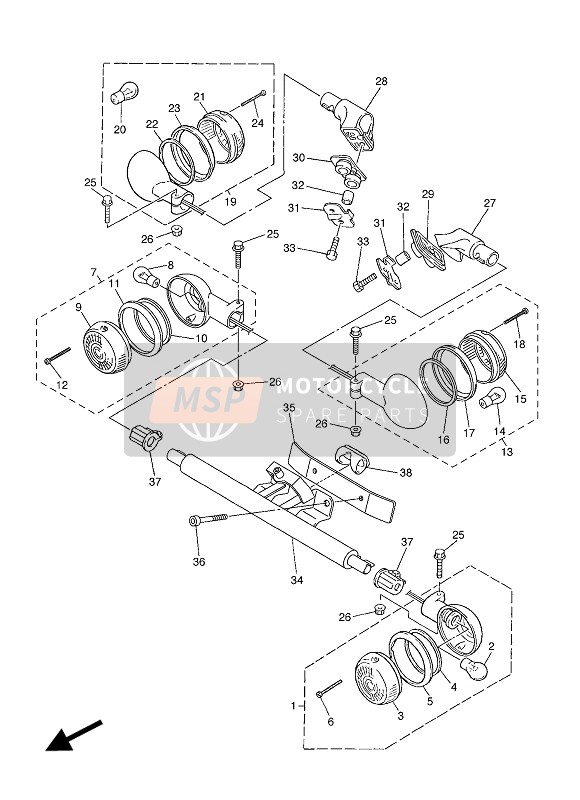 4YE833180000, Support,  Clignotant, Yamaha, 1