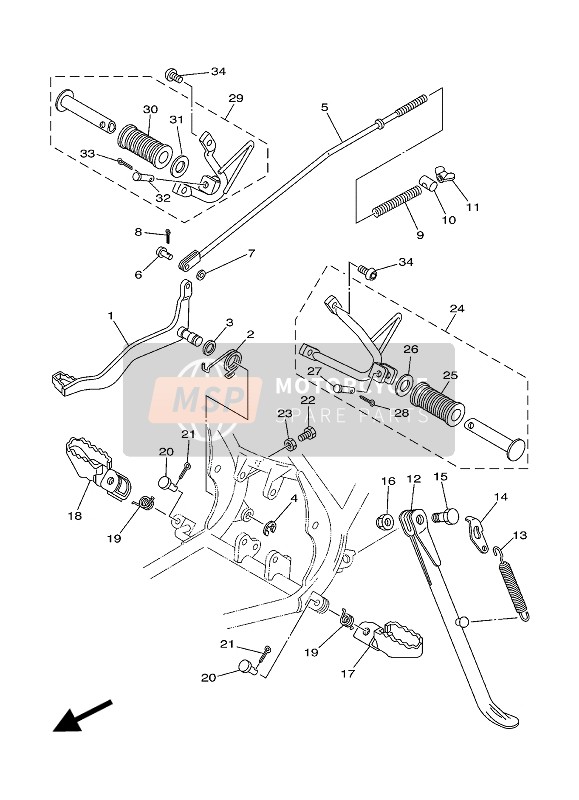 22W274210190, Appoggia Piedi, Yamaha, 1