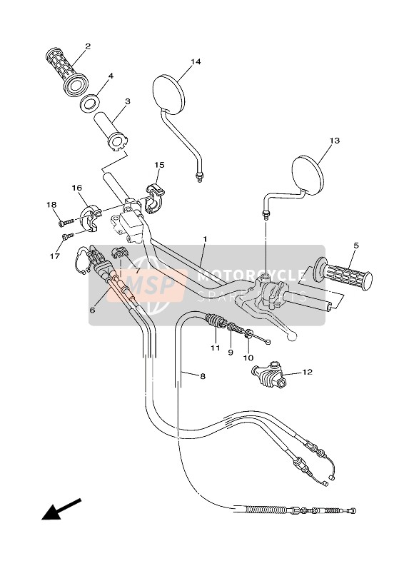 Yamaha TW200E 2004 Steering Handle & Cable for a 2004 Yamaha TW200E