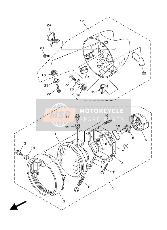 Yamaha XV1700PC ROADSTAR WARRIOR 2004 Koplamp voor een 2004 Yamaha XV1700PC ROADSTAR WARRIOR