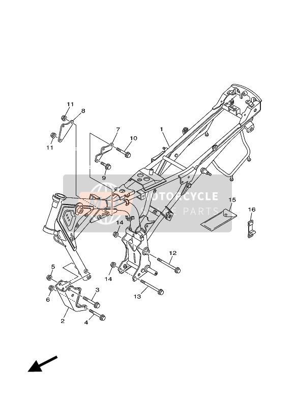 Yamaha YBR125 2004 Frame for a 2004 Yamaha YBR125