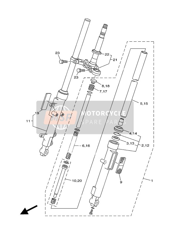 Yamaha YBR125 2004 Forcella anteriore per un 2004 Yamaha YBR125