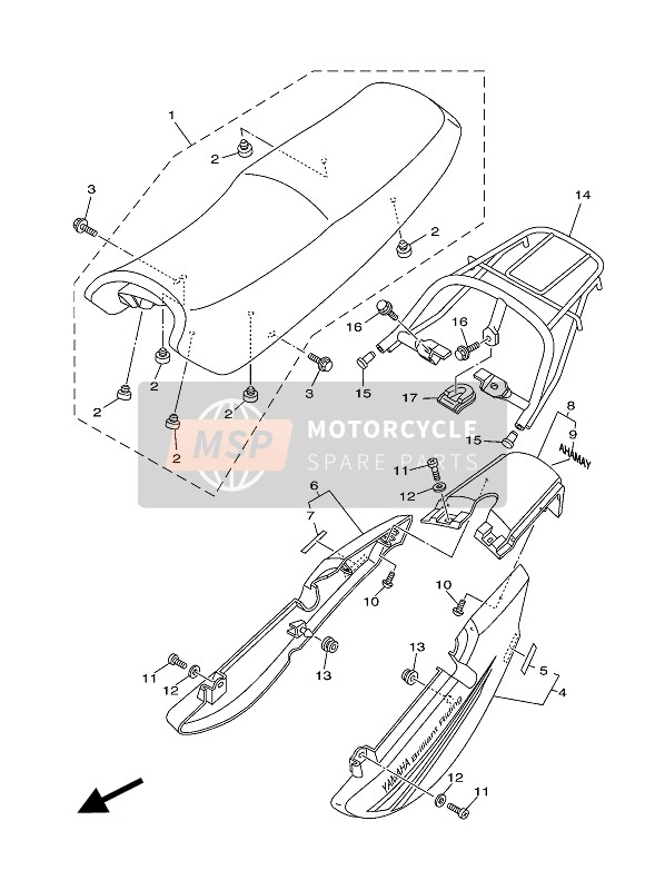 5VLW472K03P3, Tail Cover Assy 2, Yamaha, 0