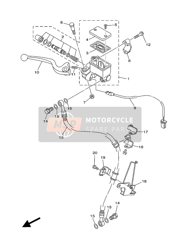 5VLF583T1300, Fr.Master Cylinder Assy, Yamaha, 0