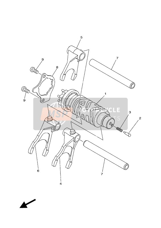 Yamaha MT-07 ABS 2017 Shift Cam & Fourchette pour un 2017 Yamaha MT-07 ABS