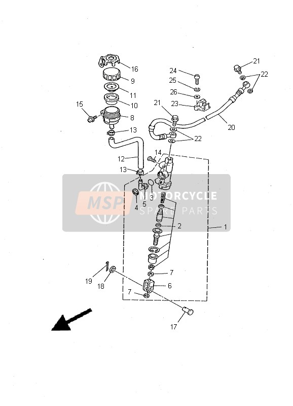 Yamaha DT125R 2000 HAUPTZYLINDER HINTEN für ein 2000 Yamaha DT125R