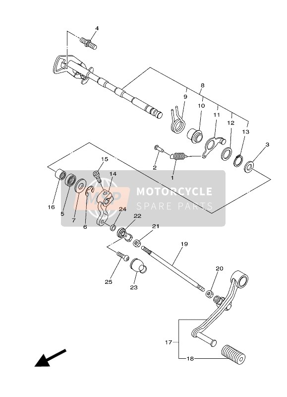 Yamaha TRACER 900 2017 Schakelas voor een 2017 Yamaha TRACER 900