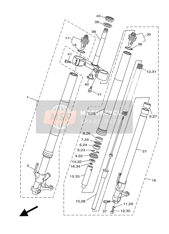 2SC231030000, Ass.Forcella Anteriore (Dx), Yamaha, 0