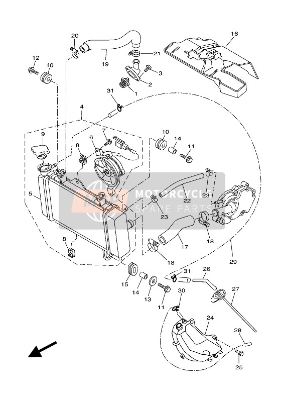 Yamaha MT125 ABS 2017 Radiator & Slang voor een 2017 Yamaha MT125 ABS