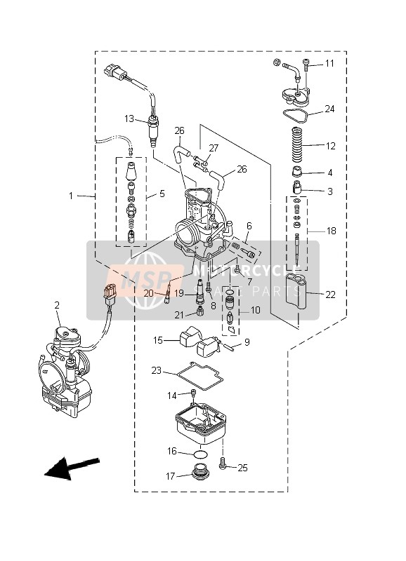 Yamaha TZ250 2002 Carburettor for a 2002 Yamaha TZ250