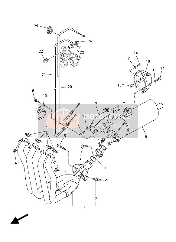 Yamaha FZ1-NA 2012 Uitlaat voor een 2012 Yamaha FZ1-NA