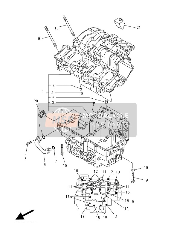 Yamaha FZ1-NA 2012 Crankcase for a 2012 Yamaha FZ1-NA