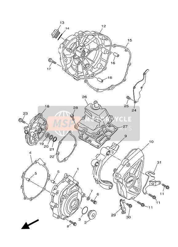 Yamaha MT-10 2017 Couvercle de carter 1 pour un 2017 Yamaha MT-10