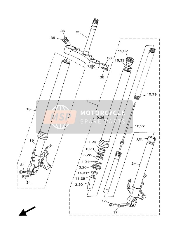 Yamaha MT-10 2017 Front Fork for a 2017 Yamaha MT-10