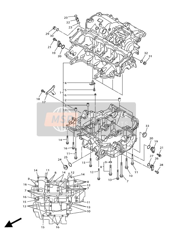 Yamaha MT-10 SP 2017 Crankcase for a 2017 Yamaha MT-10 SP