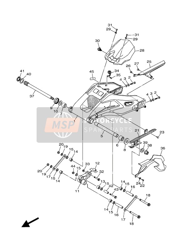 Yamaha MT-10 SP 2017 Rear Arm for a 2017 Yamaha MT-10 SP