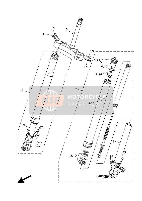 BW8231030000, Fourche Avant Comple, Yamaha, 0