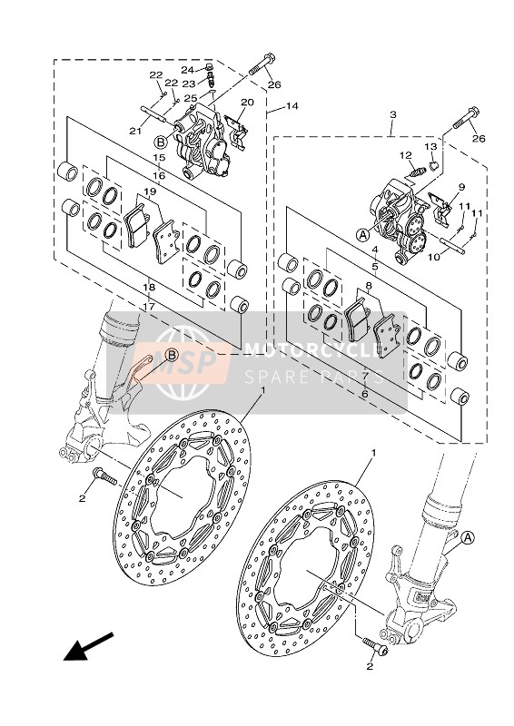 BW82580U0000, Remklauw Assy (Right), Yamaha, 0