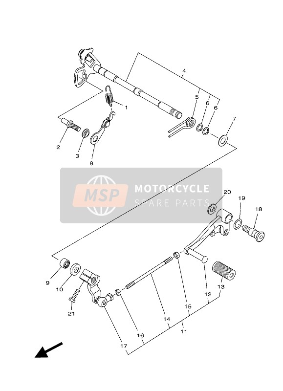 1WDE81110000, Schaltpedal, Yamaha, 0