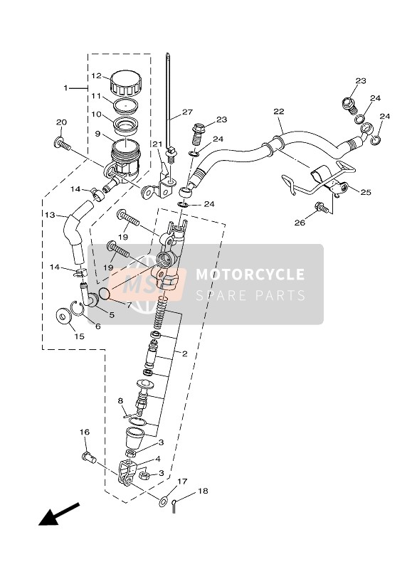 Yamaha MT-250 2017 Maître-cylindre arrière pour un 2017 Yamaha MT-250