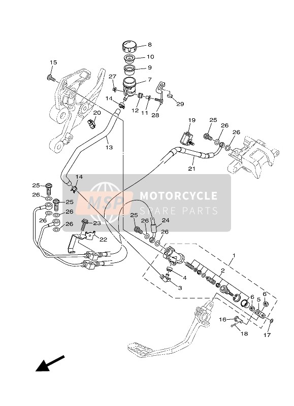 Yamaha MT-09 ABS 2017 Rear Master Cylinder for a 2017 Yamaha MT-09 ABS