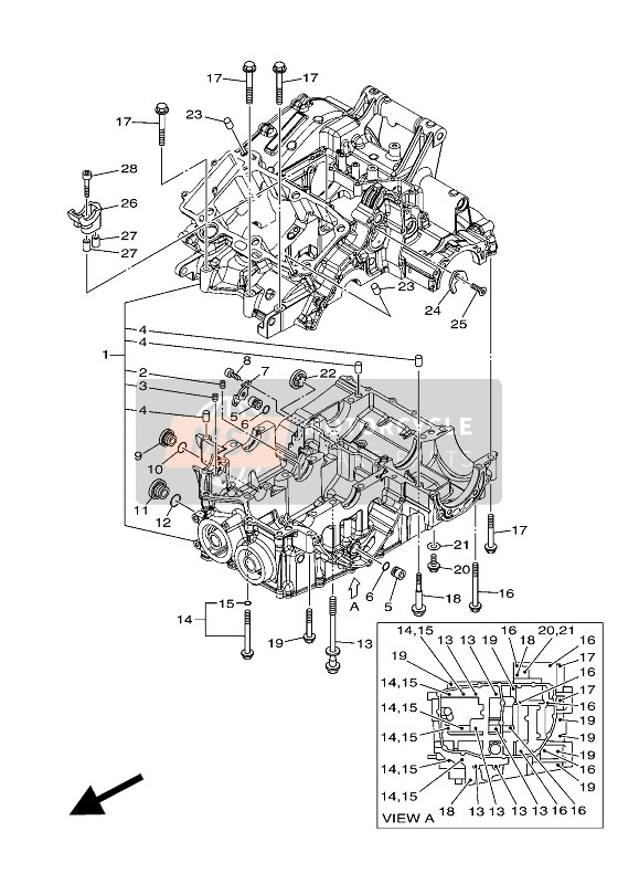 Yamaha XT1200ZE SUPER TENERE ABS 2017 Crankcase for a 2017 Yamaha XT1200ZE SUPER TENERE ABS