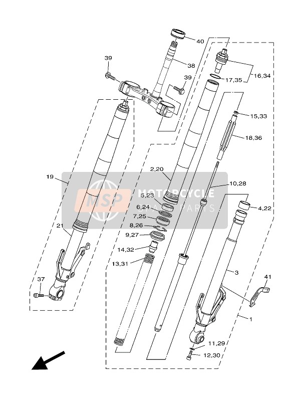 2KB231032000, Fourche Avant Comple, Yamaha, 0